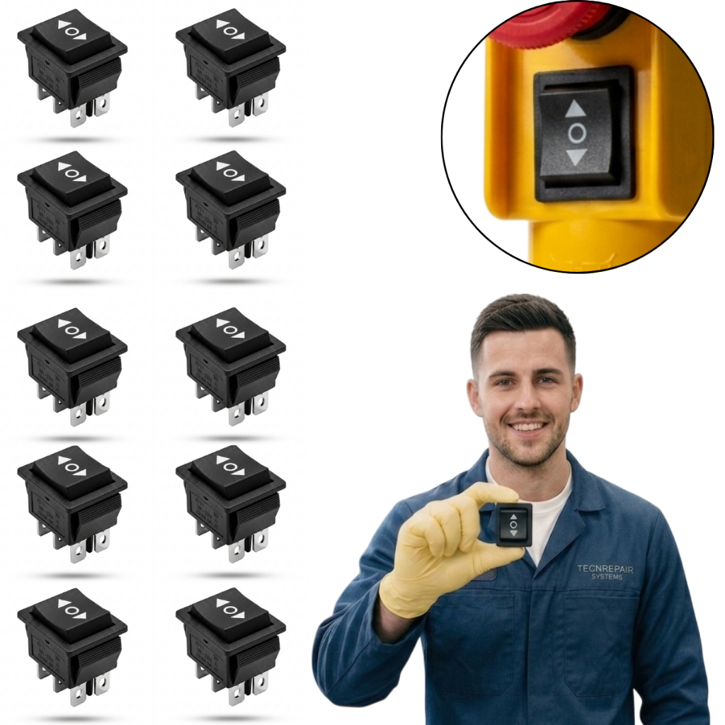 Kit 10 Interruptor Guincho Eletrico Talha Botao Sobe Desce Botão