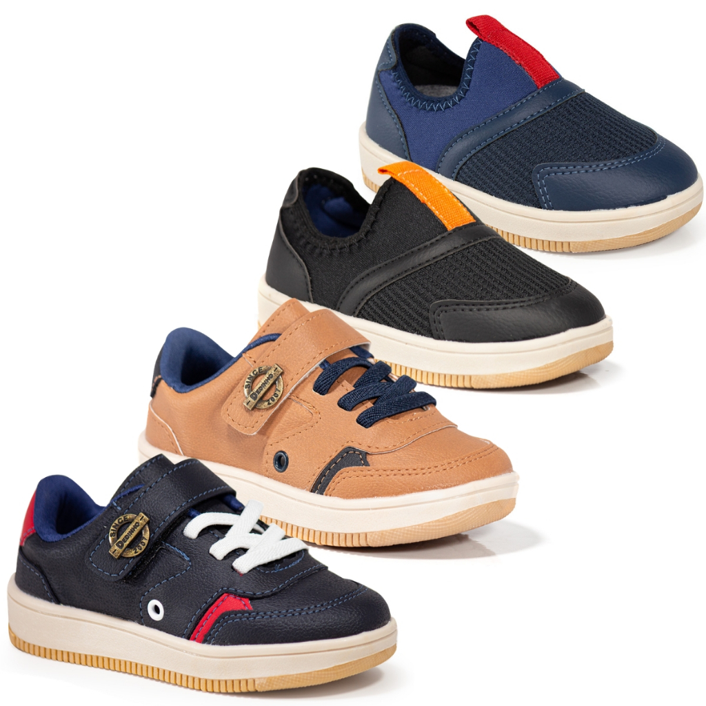 Tênis Menino Infantil Casual Criança Slip On Calce Fácil Sapatenis Antiderrapante Confortável