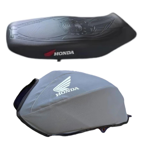 Capa Banco Emborrachada + Capa Tanque Titan Fan 125 2000/2001/2002/2003/2004/2005/2006/2008 Cinza