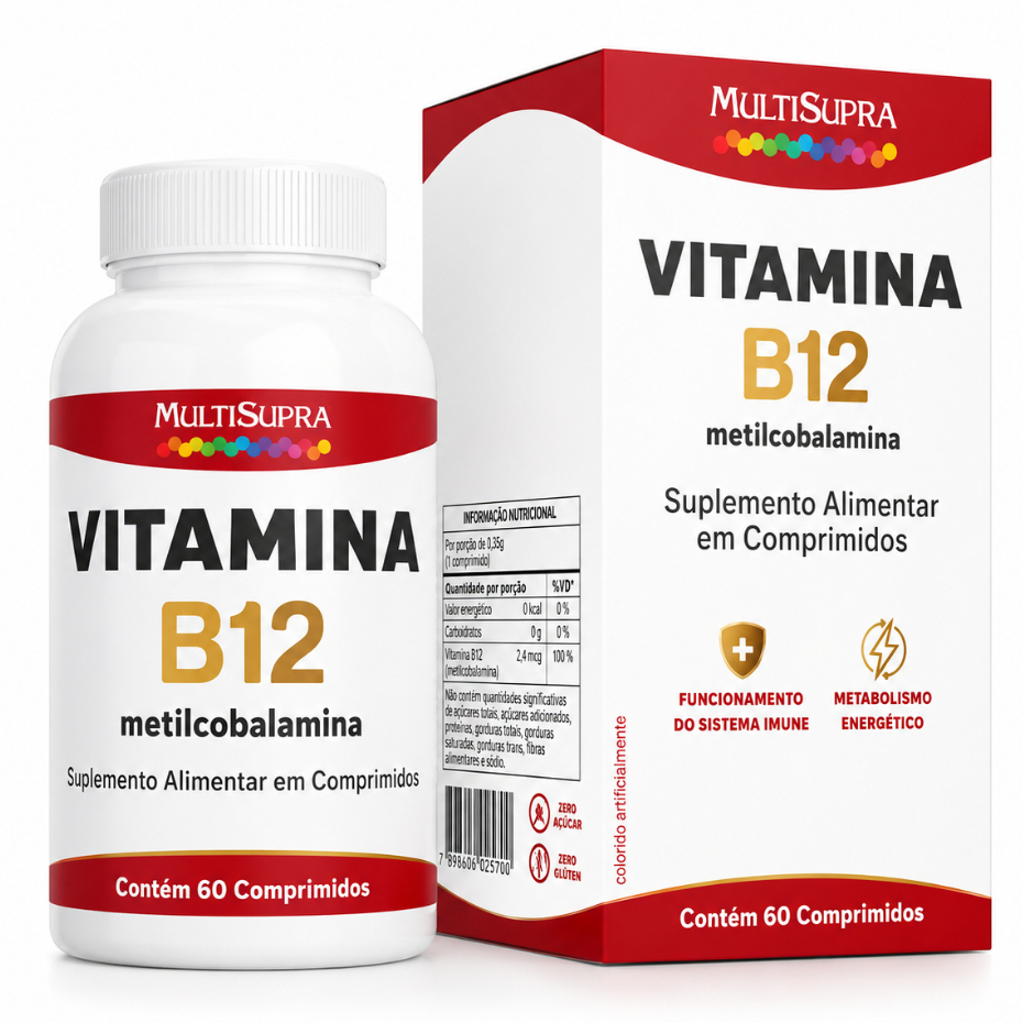B12 Vitamina Metilcobalamina Energia Disposição Animo Imunidade Foco Mental Força Resistencia C/60