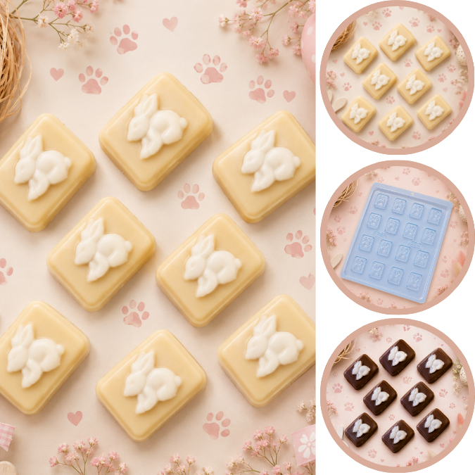 1~10 Forma Simples Mini Tablete Coelho 218 (L7) em Acetato BWB Para Bombom e Doces de Chocolate. (CHOCO)