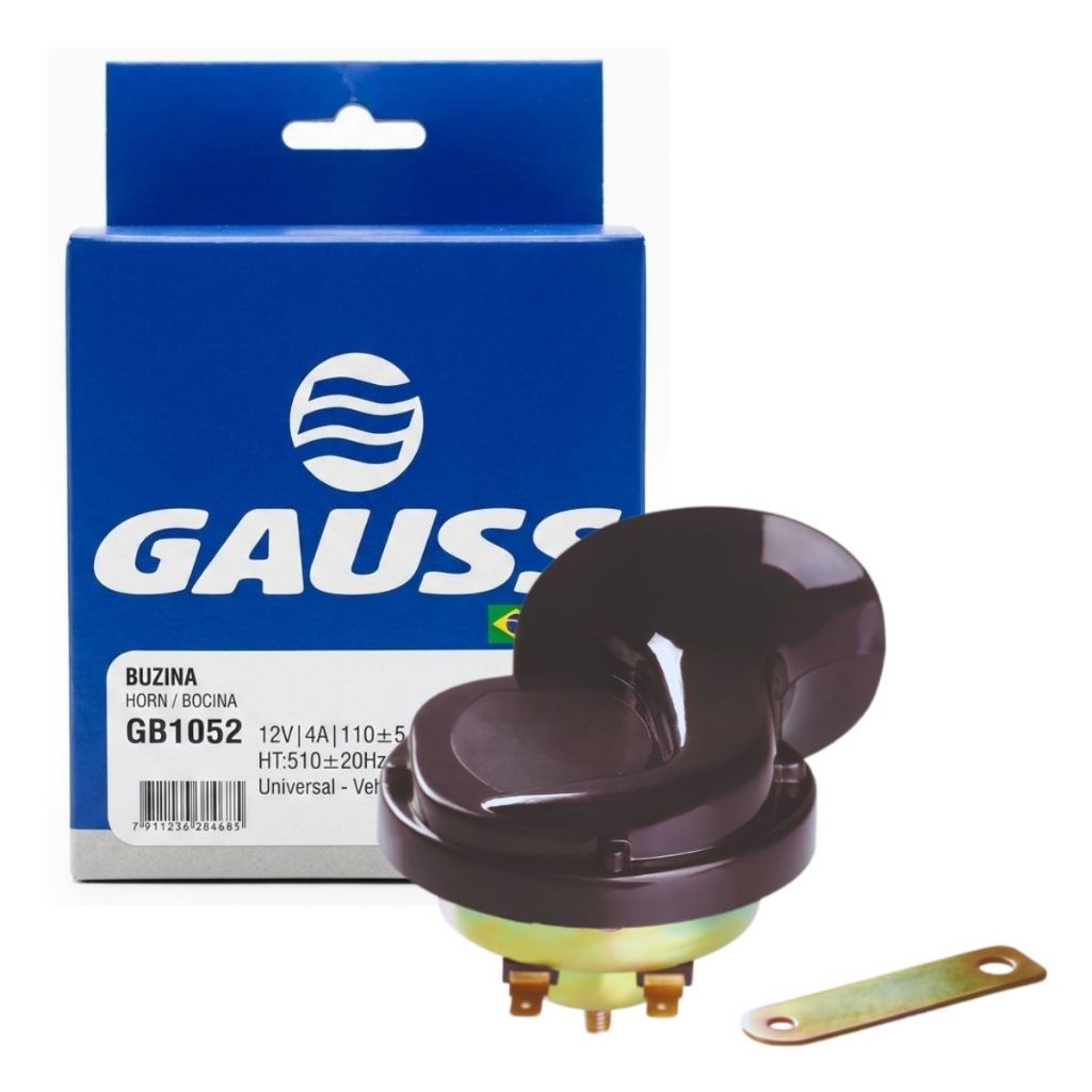 Buzina Caracol 12v Gb1052 Gauss 2 Terminais C/ Suporte Carro Moto Automotivo