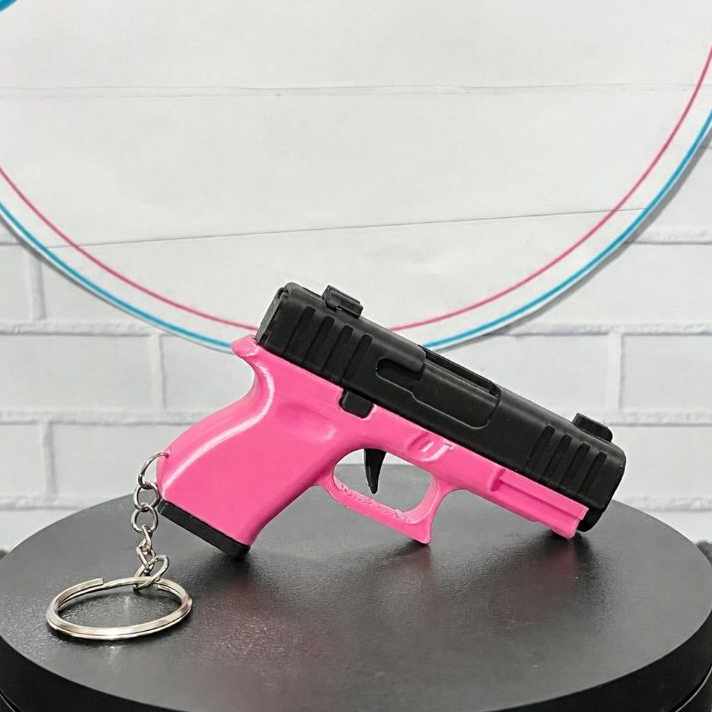 CHAVEIRO ARMINHA ARTICULADA-ESTILO GLOCK-ROSA-MINI ACESSÓRIO-CHAVES-BOLSAS-ACESSÓRIO MILITA-TÁTICOMILITAR-