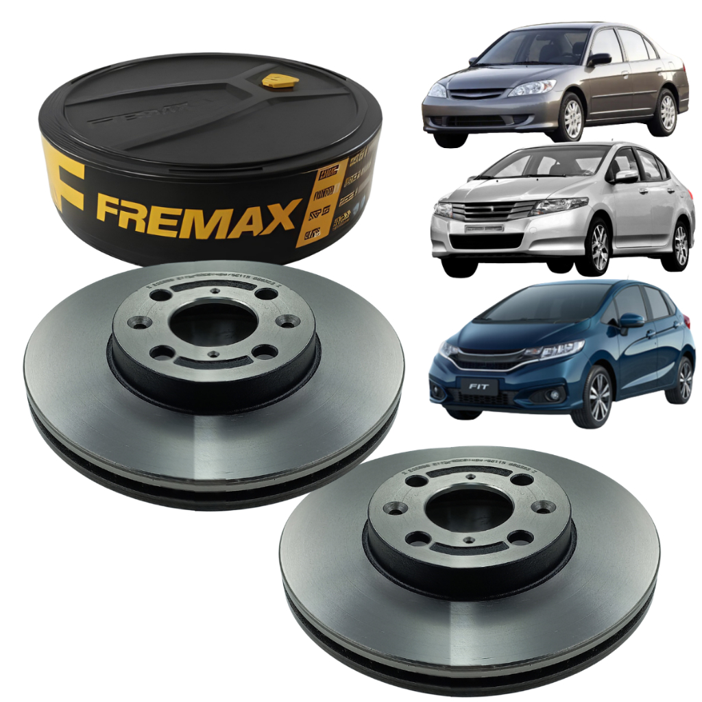 Par Disco Freio Dianteiro Original Fremax Civic 1992 a 2005 New Fit 2009 a 2014 City 2009 a 2014