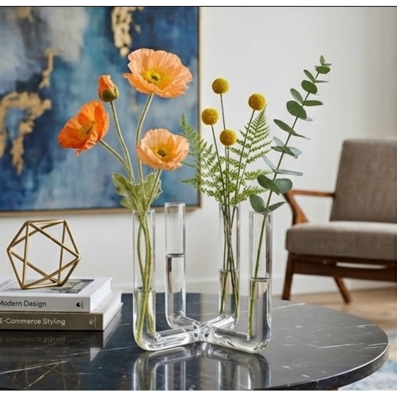 Vaso de Flores com 4 Tubos  Vidro