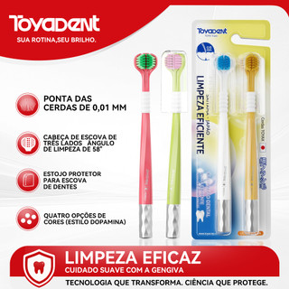TOYADENT Escova Dental 3D 3 Lados, Cerdas Macias de Alta Densidade + Capas Protetoras