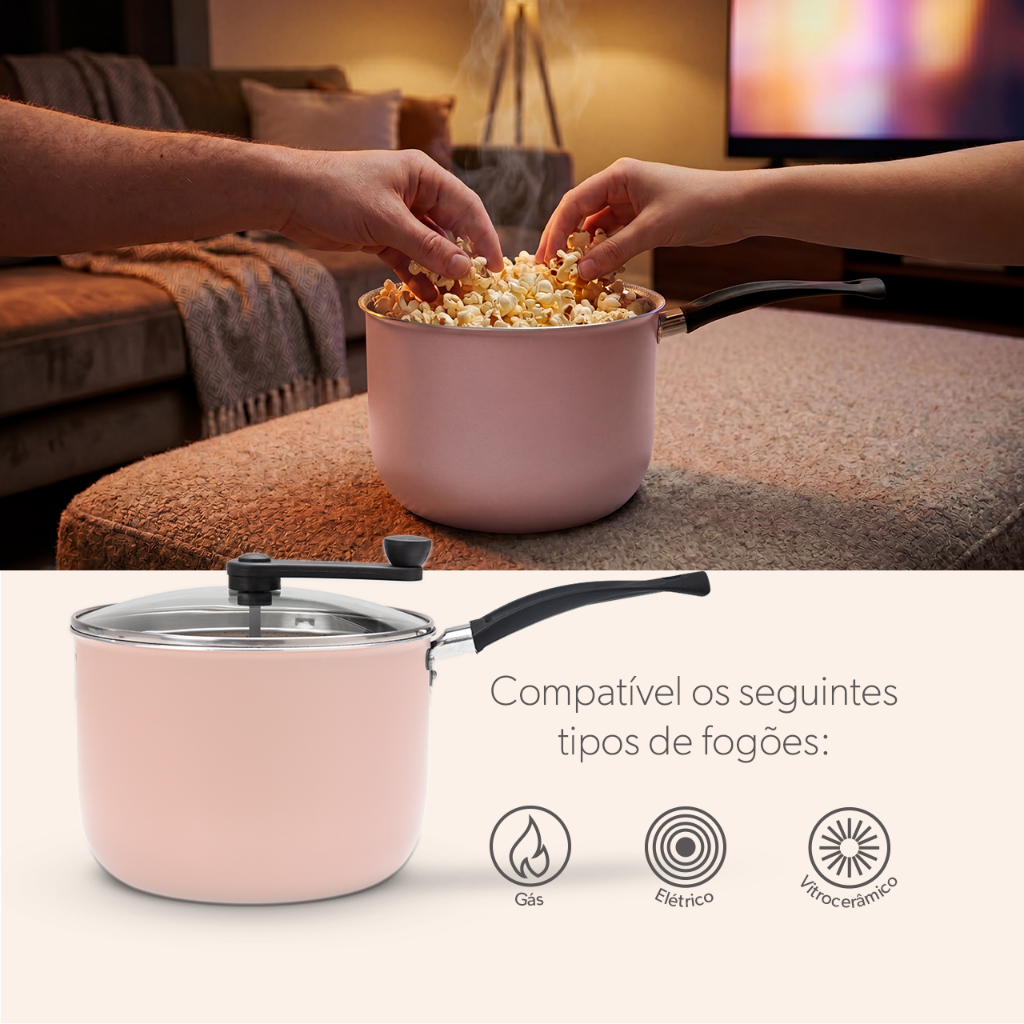 Pipoqueira Brinox Ceramic Life Rainbow Ø20cm 4,2 Litros Rosa · foto 2