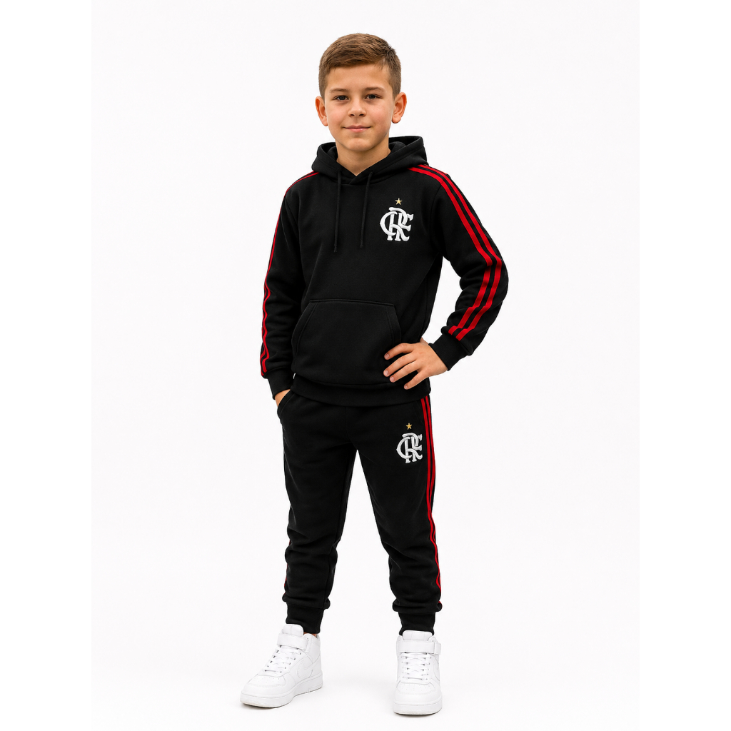 Conjunto DE FRIO CASACO E CALÇA Masculino Tamanho 2 ao 14 Camisa e bermuda MOLETINHO Esportivo Confortável