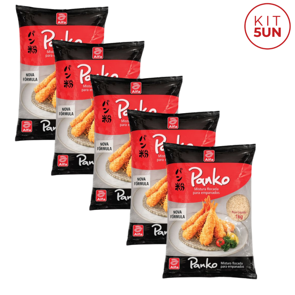 Kit 5 Farinha Empanar Alfa Panko Flocada 1kg