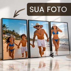 Kit 3 Quadros com Foto Personalizada – Decorativo MDF para Quarto, Sala e Cozinha