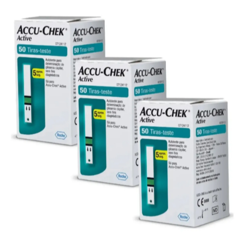 KIT 150 Tiras De Glicose Accu-Chek Active Roche Para Medir Glicemia