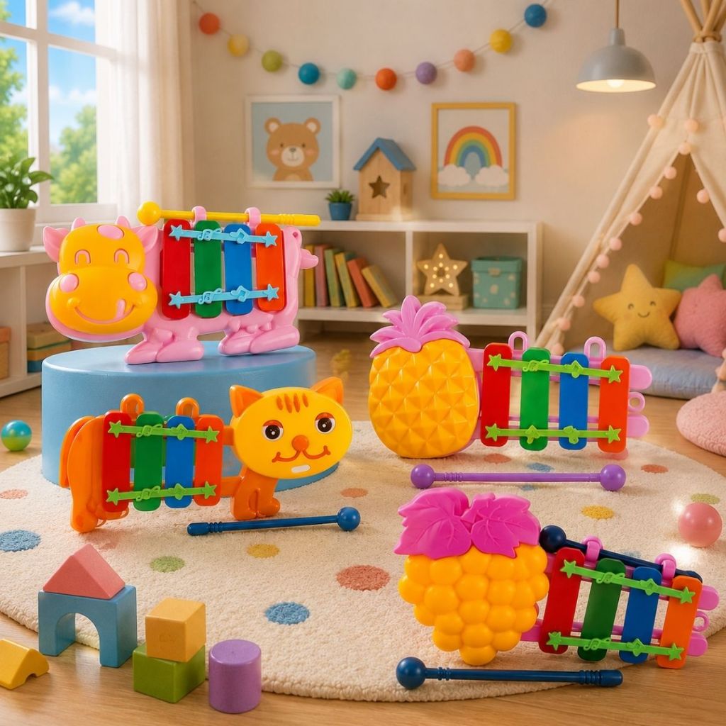 Kit 10/20 Xilofone Brinquedo Musical Infantil Educativo Prenda Festa Junina Festas Xilofone Frutas