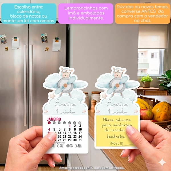 URSINHO AVIADOR AQUARELA MINI CALENDÁRIO OU BLOCO DE RECADO ARTIGOS DE FESTA CHÁ LEMBRANCINHA DE FESTA DE ANIVERSÁRIO