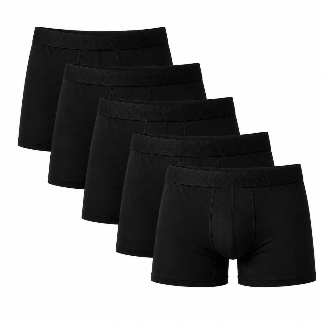 Kit 5 Cuecas Boxer Masculina Preta Microfibra Premium Conforto