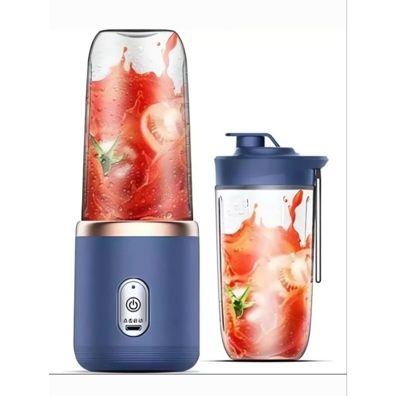 Espremedor Triturador Mini Liquidificador Portátil 6 Laminas Copo Jarra 400ml C/Tampa Mixer Bate Shake Usb Recarregável
