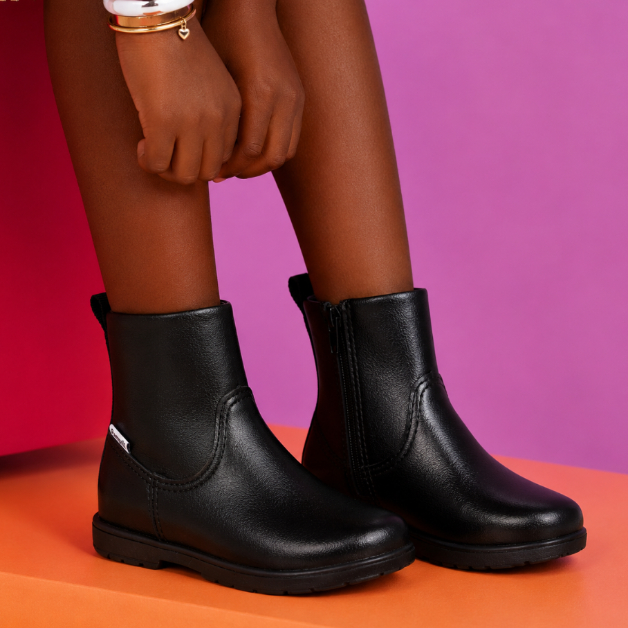 Bota Infantil Cano Médio Verniz Metalizada Pampili