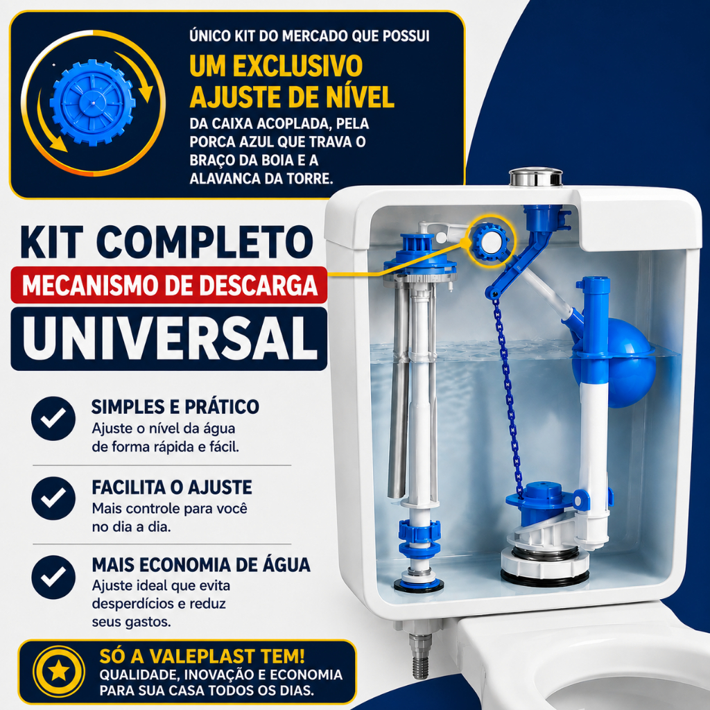 Mecanismo Caixa Acoplada Universal Valeplast