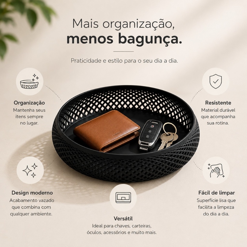 Organizador de Mesa Porta Objetos Bandeja Moderno Porta Treco Chaves Decorativo Minimalista