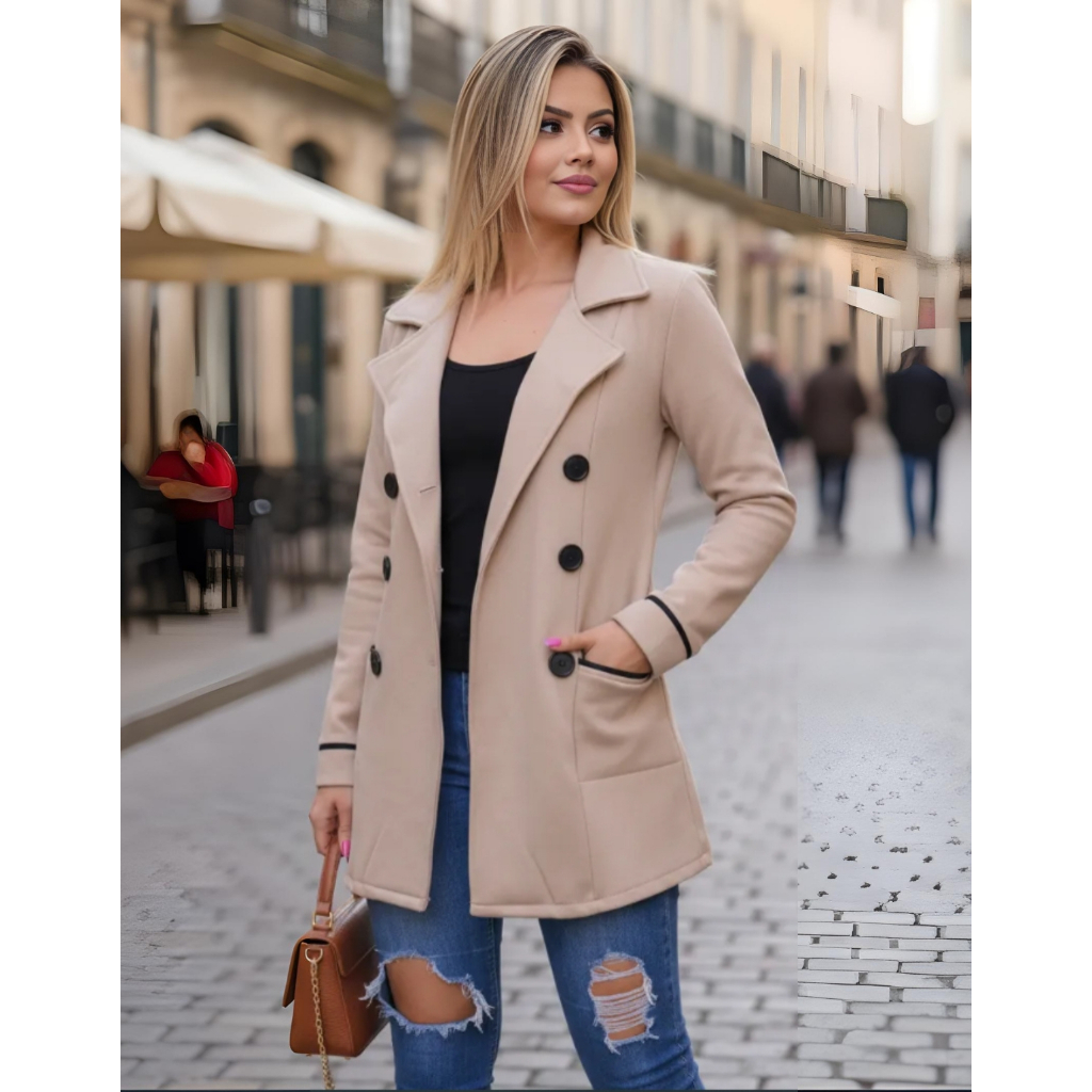 Casaco Moletom Lindo Feminino Inverno Frio Sobretudo Moda Topp Do P ao G3
