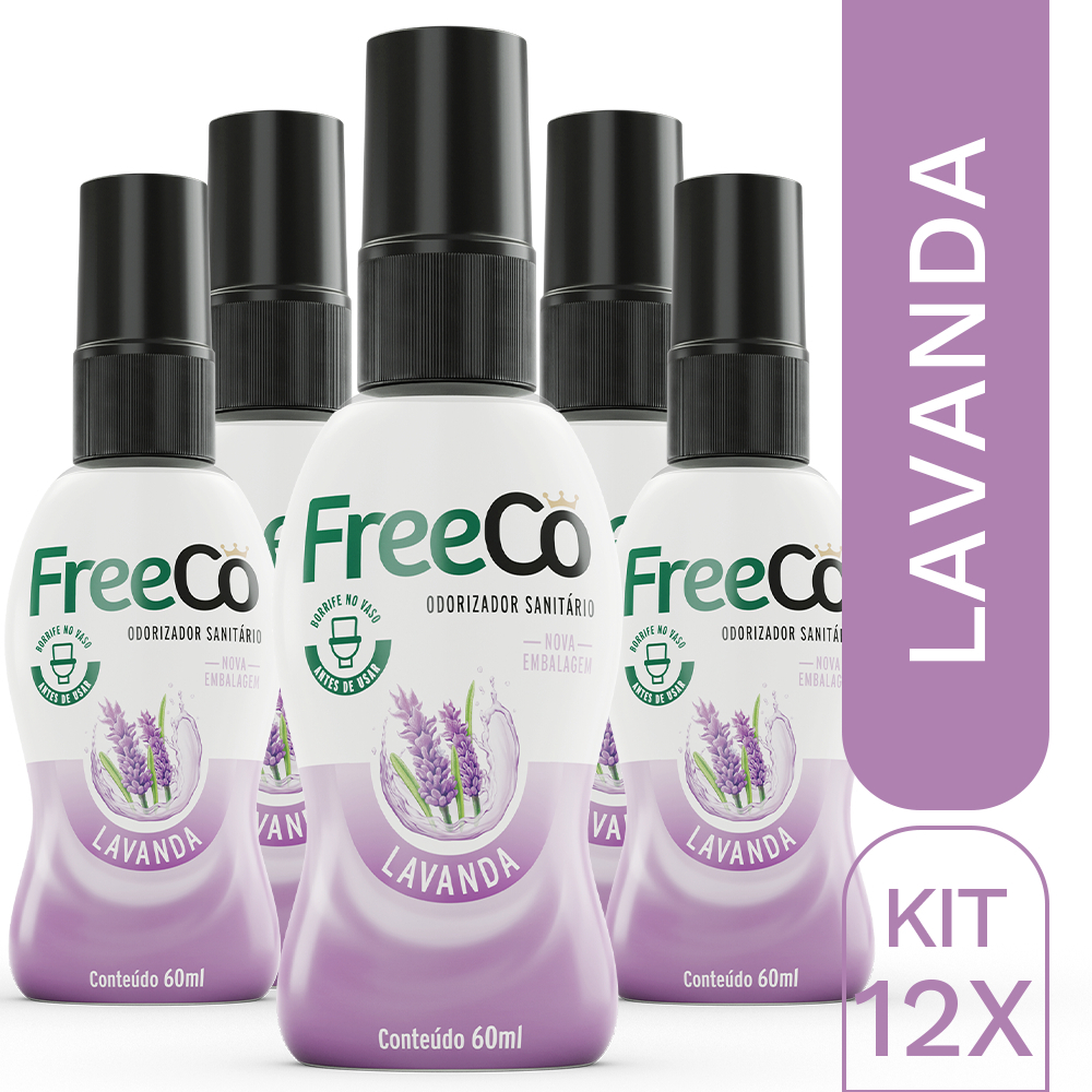 Kit 12 Bloqueadores de Odores Sanitários FreeCô Lavanda – 60ml cada
