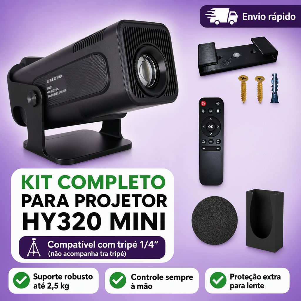 Kit Completo Suporte para Projetor HY320 Mini – Acessórios