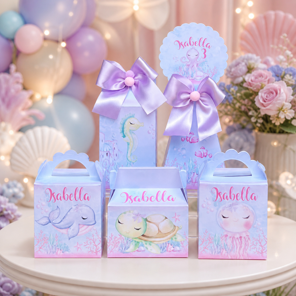 Kit Personalizados Fundo do Mar Menina | Lembrancinhas | Festa Infantil | Aniversário | Caixinha Personalizada