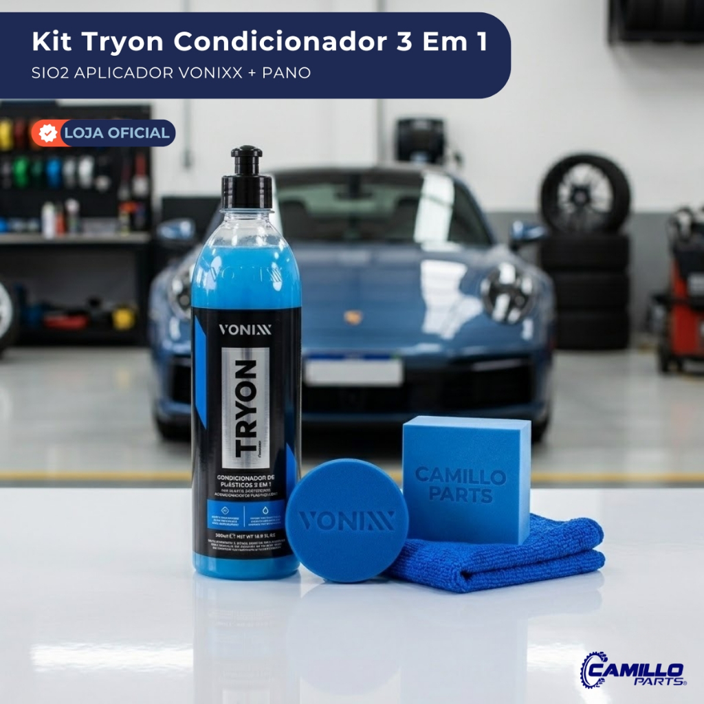 Kit Tryon Vonixx Condicionador SiO2 3 Em 1 Aplicador Pano Microfibra Carros Veículos