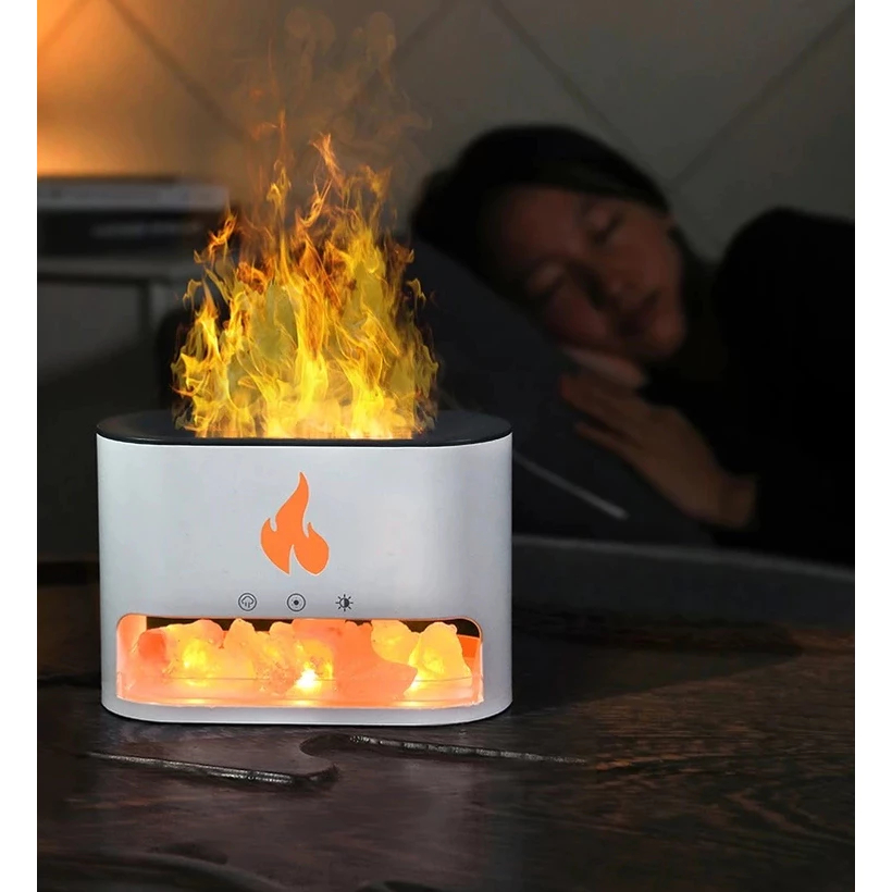 Difusor de LED Umidificador Efeito Chama 250ml Ambiente Aconchegante para Outono e Inverno
