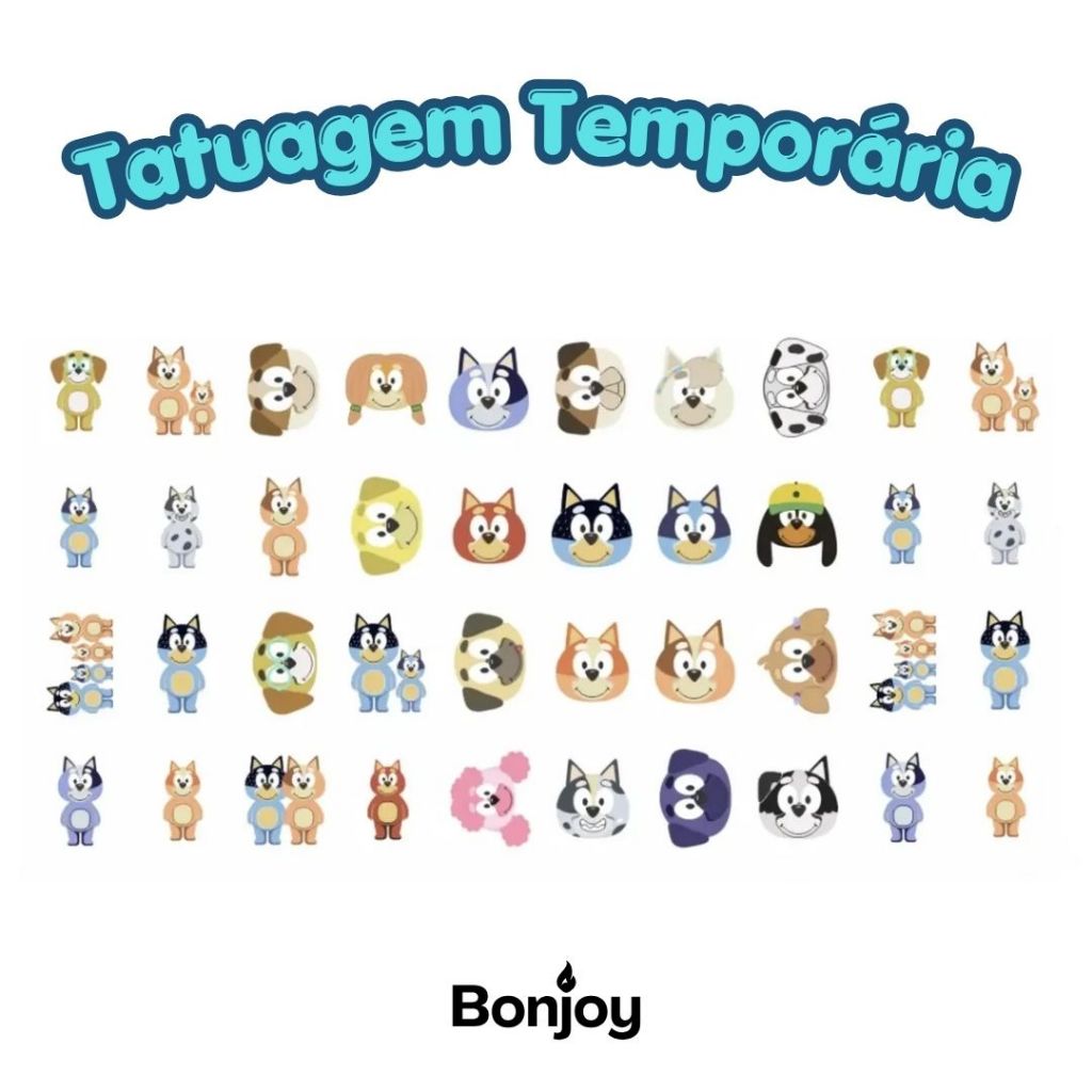 kit de tatuagens temporária BLUEY para festa de aniversario infantil tatto tatuagem