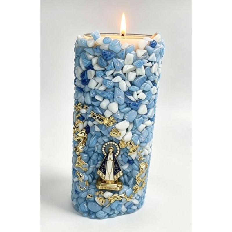 Vela de predra gruta com refil Nossa Senhora Aparecida Vela Artesanal