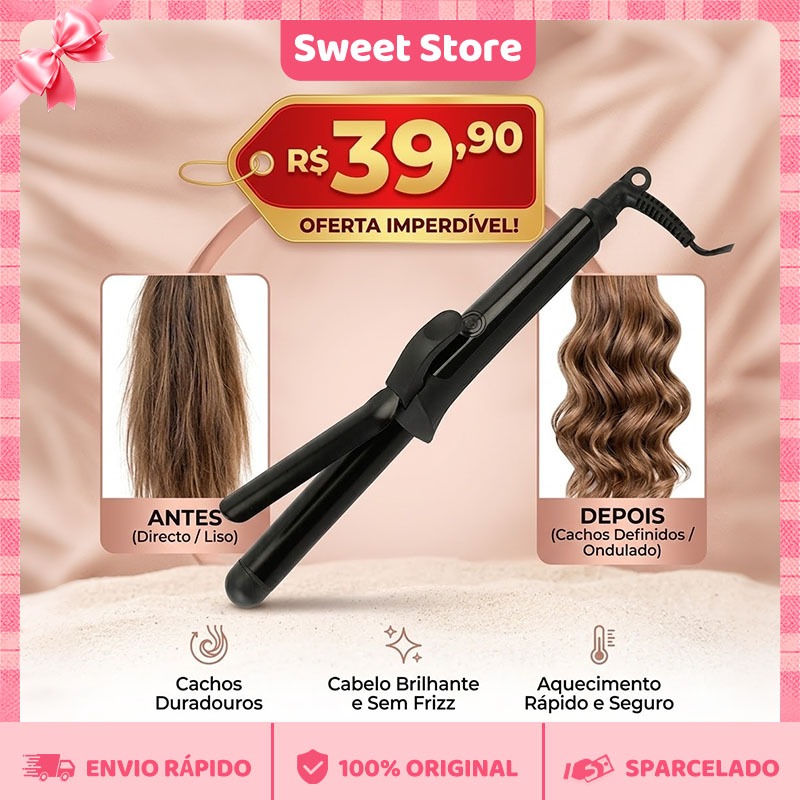 Modelador de Cachos Profissional 25mm Bivolt, Aquecimento Rápido 30s, Revestimento Cerâmico, Cabo Giratório 360°