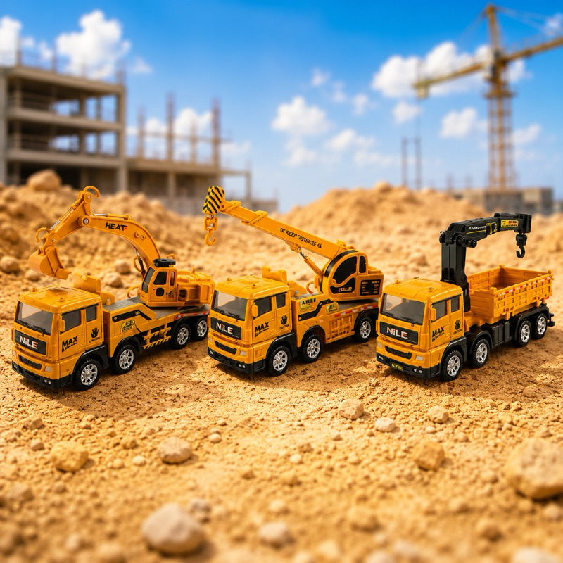 Caminhão de Construção Brinquedo de Plástico 17cm Infantil Escavadeira Escala 1:55