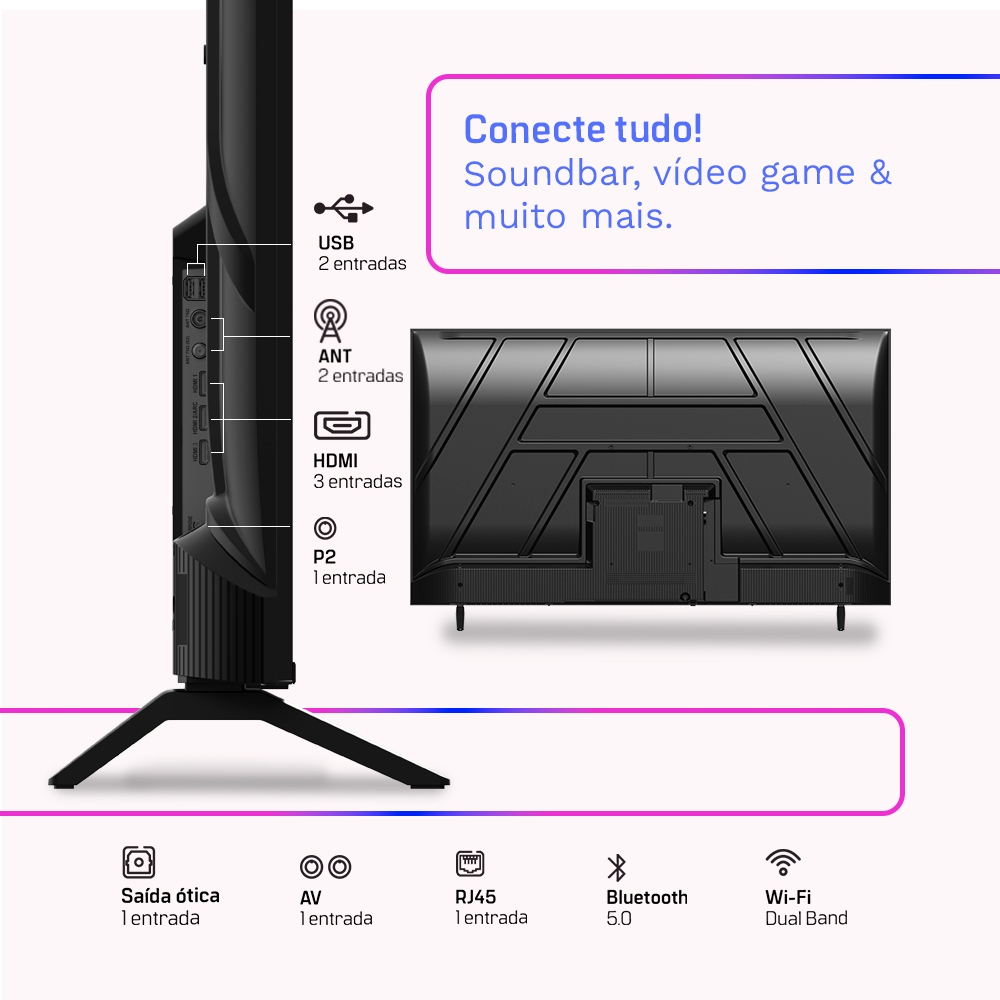Smart TV HQ QLED 55 Polegadas HQ-QLED55SM 4K Wi-Fi Bluetooth, Apps, Netflix, YouTube e Prime Vídeo · foto 2
