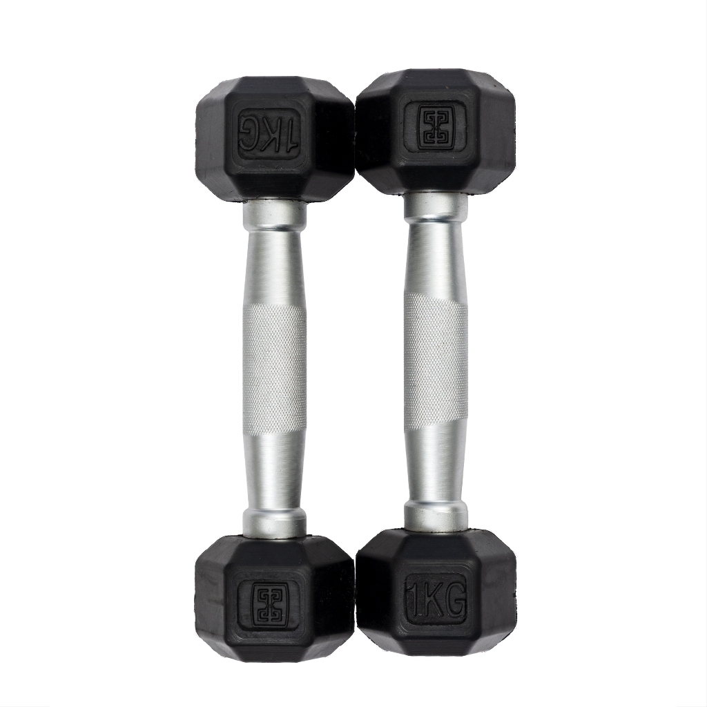 Par de Halteres 1kg Sextavados Emborrachados Vulcanizados Dumbell Peso de Academia Musculação - (2 Unidades)