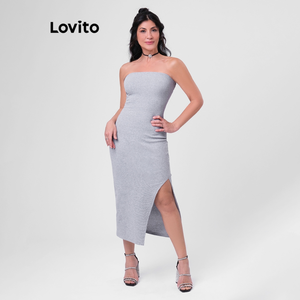 Lovito Vestido Midi Feminino Tomara Que Caia DRB166BRL195