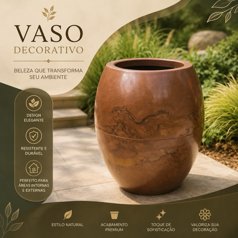 Vaso para Plantas com Prato oval Grande Alto Decorativo luxo Jardim Sala Varanda P M G