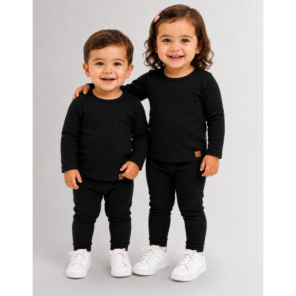 Roupa Térmica Bebê Segunda Pele Infantil Inverno Conjunto Blusa Manga Longa E Calça Forrado Uv