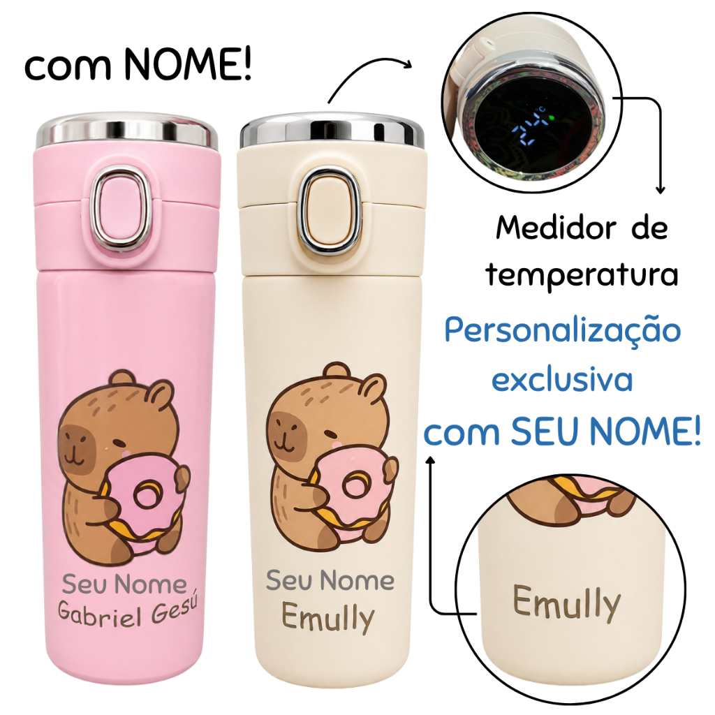 Garrafa Térmica Inox com Termômetro Digital