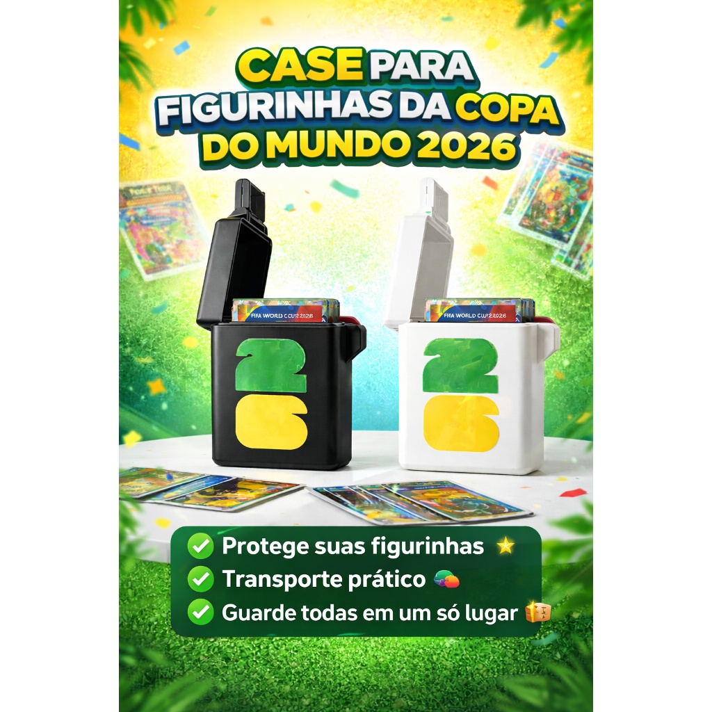 Porta Figurinha p/ Álbum Copa do Mundo 2026 - Caixa p/ Figurinha - Estojo Organizador p/ Figurinhas (120 figurinhas)