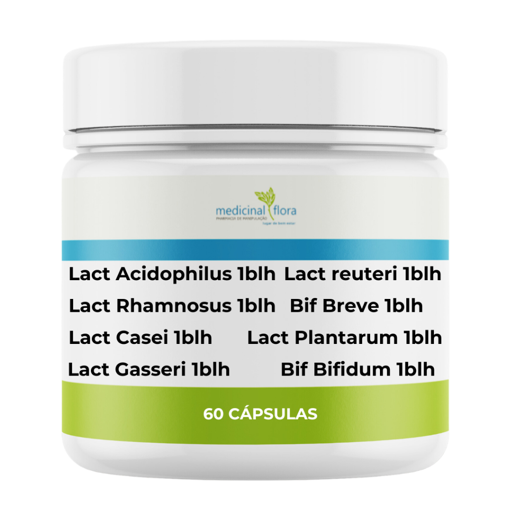 Mix Pool Probióticos Turbinado Mais Completo 8 Cepas Lactobacillus - 60 Cápsulas