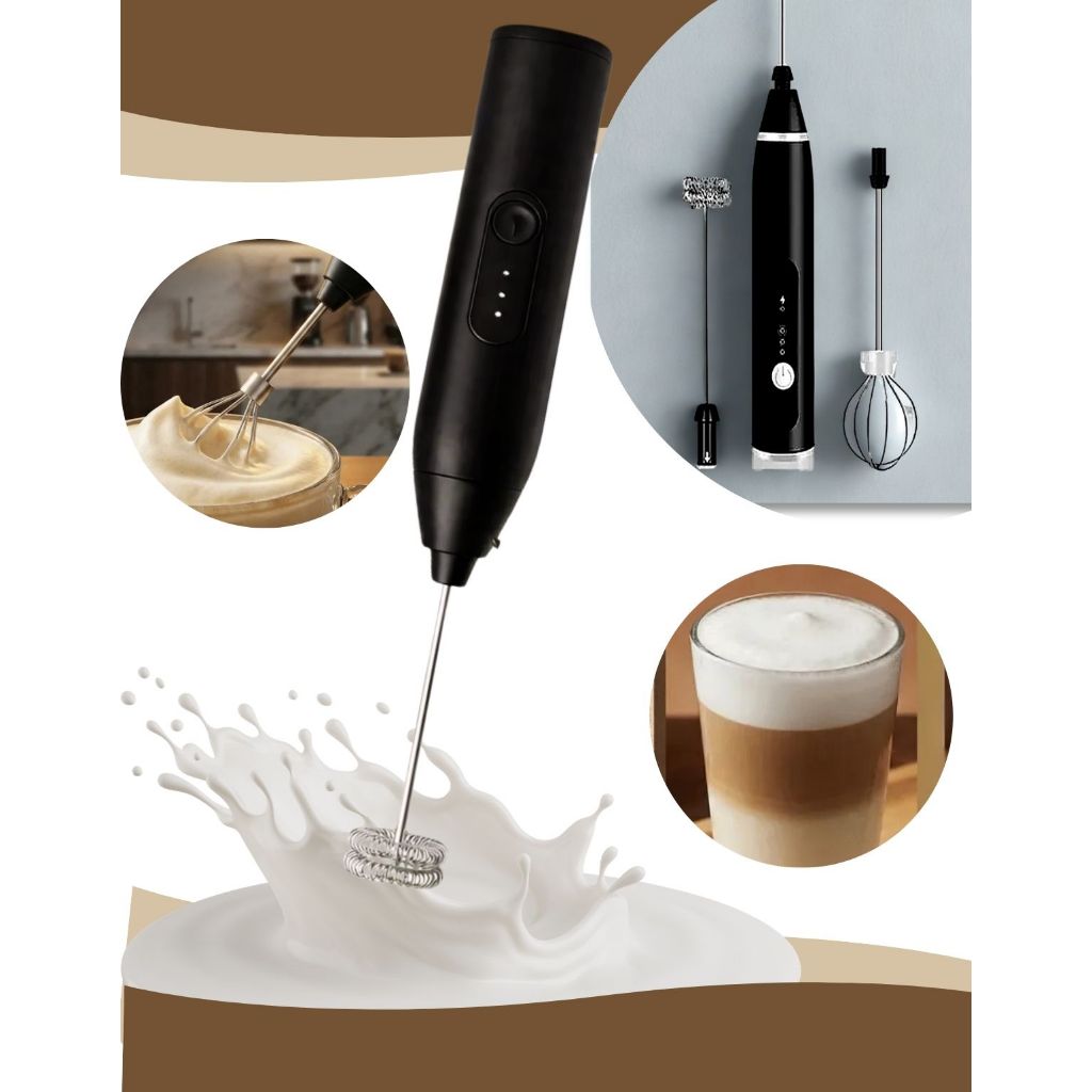 Mini Mixer Elétrico Portátil USB Recarregável 2 Batedores Espumador de Leite Café Ovos Misturador