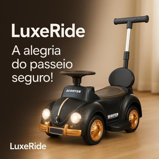Carrinho Fusca Infantil, Luzes, Empurrador, Veiculo Passeio Crianca Preto fusca brinquedo  elétrico.