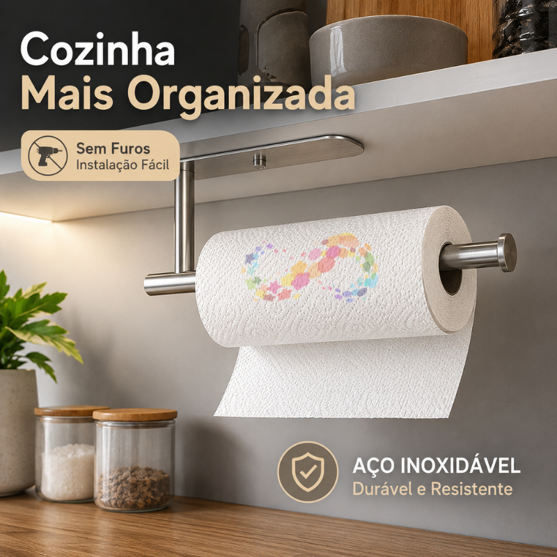 Porta Toalhas de Papel Autoadesivo Duro Aço Inoxidável para Banheiro e Cozinha