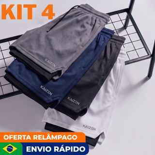 KIT 4 BERMUDA 2 EM 1  KAIZEN SPORT dupla camada para academia E CORRIDAS