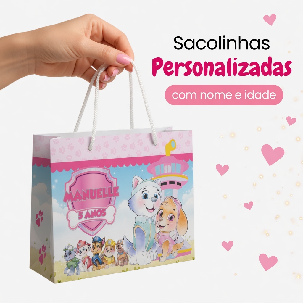 Sacolinhas Surpresa Personalizada SKYE PATRULHA CANINA Festa Mimo infantil