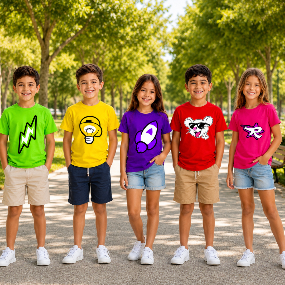 Camiseta infantil Dos Rosa Roupa de YouTuber Infantil Feminina E Masculina Blusa Juvenil Algodão Confortável