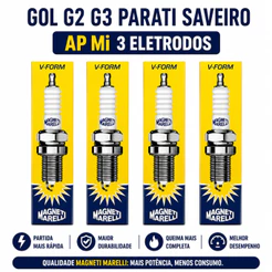 Jogo Velas Ignição Gol G2 G3 Parati Saveiro AP Mi 3 Eletrodos