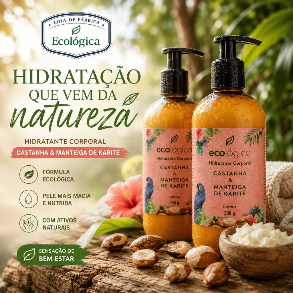 Creme Hidratante Corporal Facial 500g Castanha Manteiga de Karité Válvula Pump