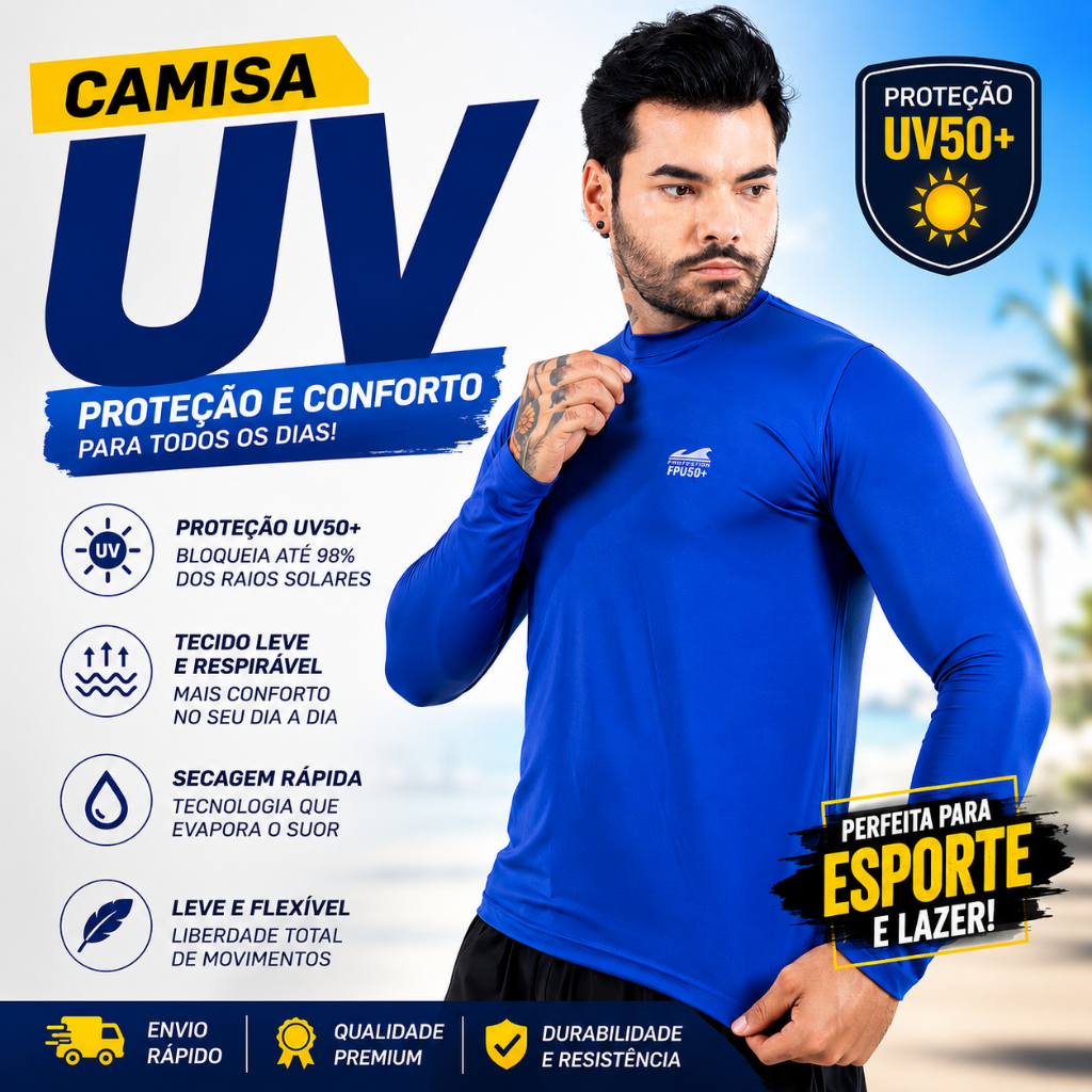 Camiseta Térmica Segunda Pele Proteção Sol Verão Blusa Para Treino Corrida Camisa Uv50+ Academia Proteção Malha Fria