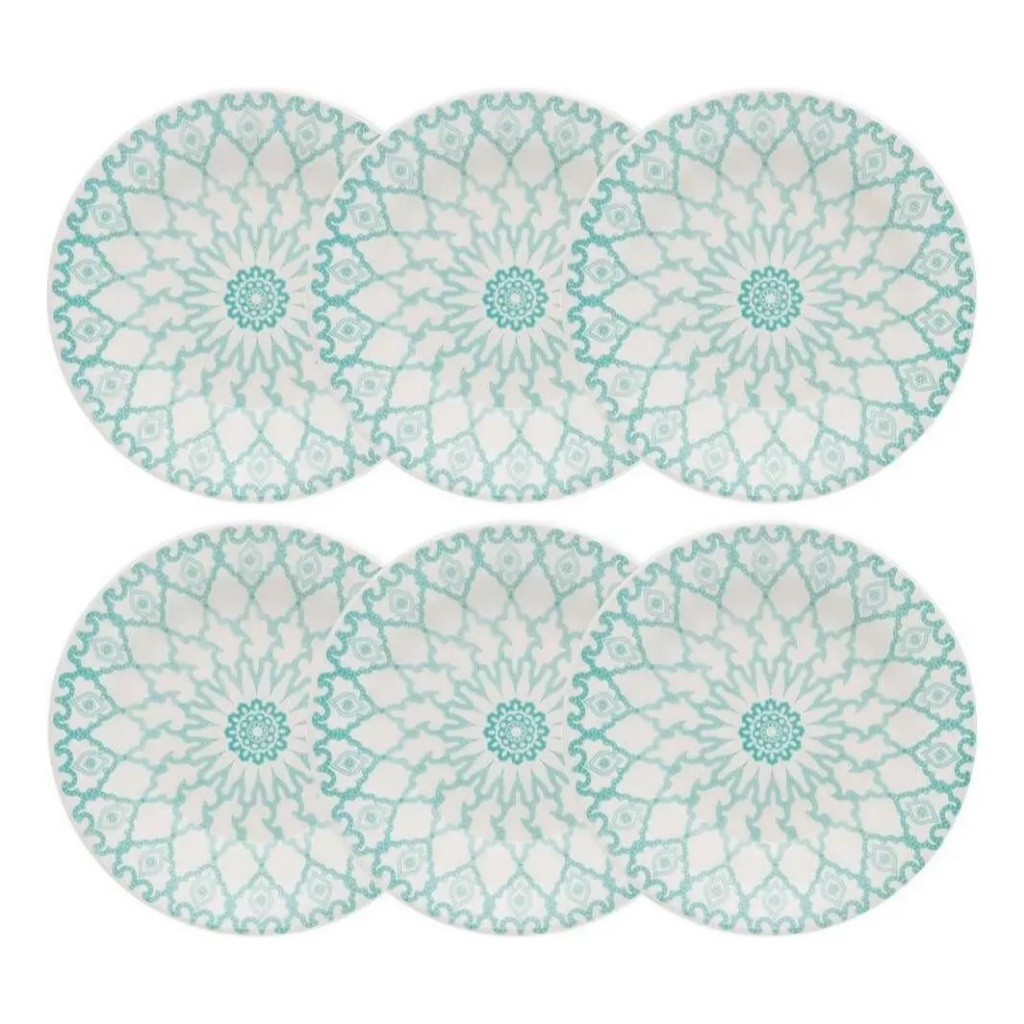 Jogo de 6 Pratos Rasos 24 Cm Donna Mandala Biona Oxford